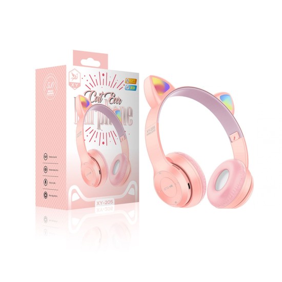 CAT EAR BLUETOOTH HEADPHONE WIRELESS XY-205 PINK